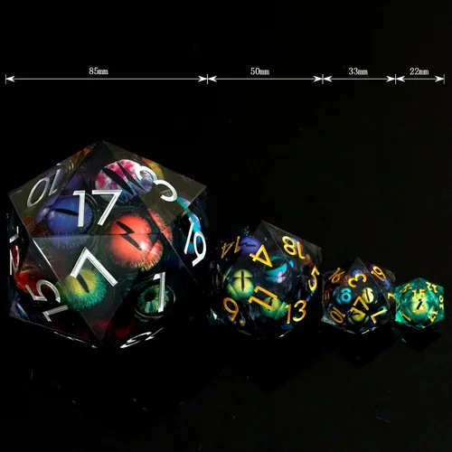 Vista 2 de Dados de mazmorras y dragones D20,3.346 in Dragon Eye D20,Dados de núcleo líquido para TTRPG