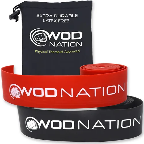 Vista 9 de WOD Nation Muscle Floss Bands Recovery Band for Tack and Flossing Sore Muscles and Increasing Mobility : Stretch Band Includes Carrying Case