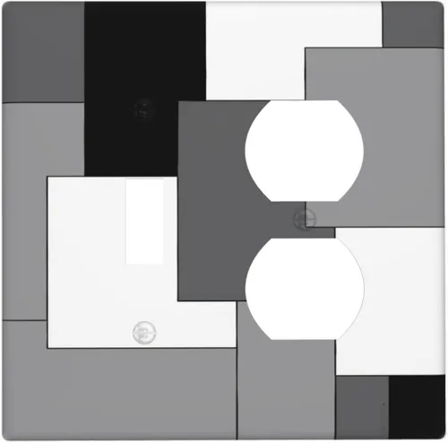 Vista 12 de Taupe Beige Marrón Gris Abstracto Arte 1-Banda Interruptor de Luz Doble de Recepción Placa de Pared Toma Cubiertas Eléctricas Decorativas Modernas
