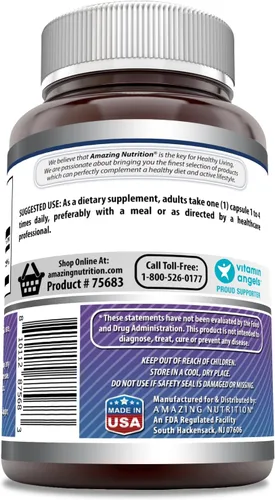 Vista 3 de Amazing Formulas - Suplemento de magnesio (glicinato) de 120 mg por porción, cápsulas vegetarianas, con glicinato de magnesio, sin OMG, sin gluten
