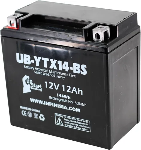 Vista 6 de Repuesto para Honda TRX300, FW FourTrax 300 1991, 4x4 300 CC activado de fábrica, sin mantenimiento, batería ATV - 12V, 12AH, UB-YTX14-BS