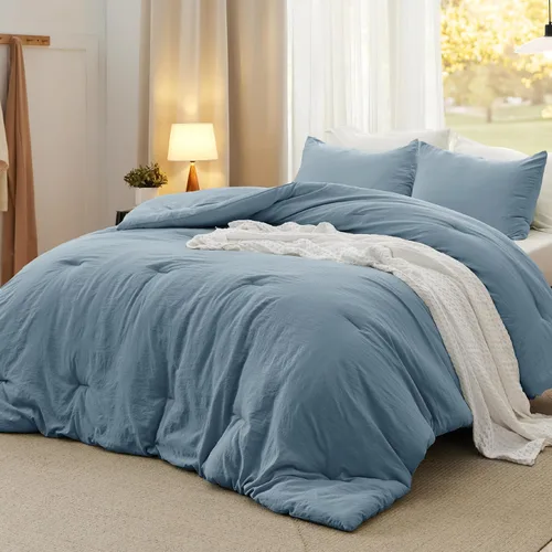 Vista 15 de Bedsure Juego edredón suave prelavado individual/individual XL, 365 días, cálido relleno alternativo GentleSoft™, 1 edredón ligero:68x88 pulgadas