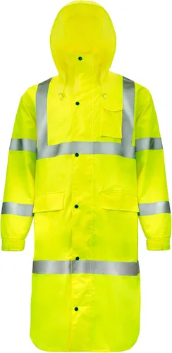 Vista 2 de JORESTECH Capa de lluvia de seguridad de alta visibilidad Lima/Amarillo Clase 3 con cinta reflectante de 2 pulgadas, cumple con ANSI/ISEA