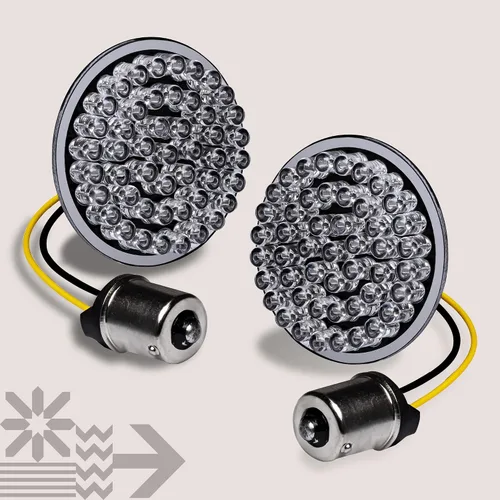Vista 8 de TRUE MODS 2" 1156 Luz trasera LED anaranjada de señal de giro para Harley Davidson [Juego de par] [Acabado negro] [Estilo bala] Para Harley