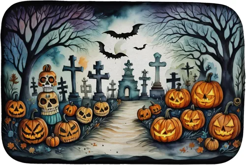 Vista 57 de Caroline's Treasures DAC2223DDM Tapete de secado de platos de Halloween espeluznante de gato negro, tapete absorbente para secado de platos