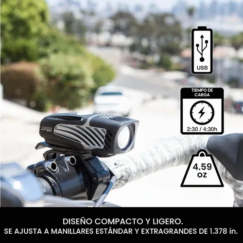 Vista 3 de NiteRider Lumina Micro 900 - Luz delantera para bicicleta, sable 110 luces traseras para bicicleta, paquete combinado de luces LED recargable por