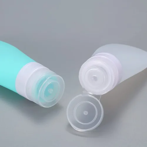 Vista 5 de 2 botellas de viaje de silicona, recipientes de viaje recargables a prueba de fugas de 1.3 onzas con bolsa de transporte transparente, botellas