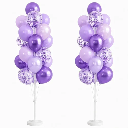 Vista 13 de Hiins Juego de 2 globos de confeti para árbol con base, decoración de poste para fiesta Bee Lemon,Wedding Baby Shower Party Decor,Includes a base