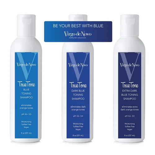 Vista 8 de Virgo de Novo - Champú tonificante azul para morenas, brondas, resaltado, 8 onzas