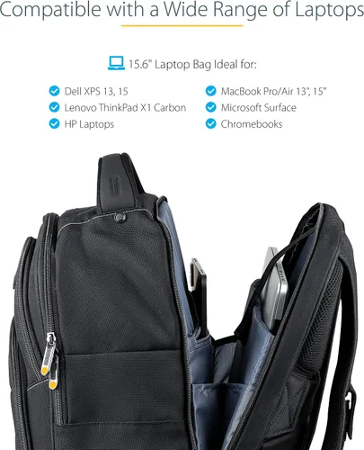 Vista 7 de StarTech.com Mochila ergonómica unisex para computadora con funda extraíble para accesorios, bolsillos para computadora portátil/tableta, nailon