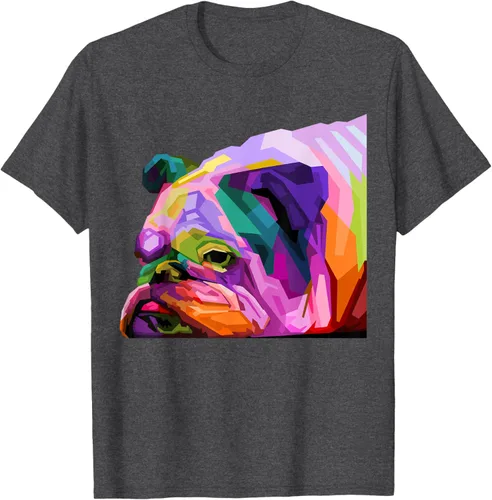 Vista 30 de Camiseta de retrato pop artístico de bulldog británico inglés para dueños de perros, Negro, S
