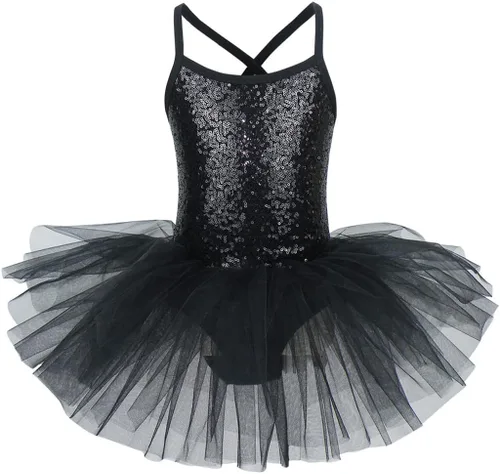 Vista 2 de Disimlarl Girls Ballerina Party Costume Sequined Dance Wear Ballet Leotard Dress for Kids