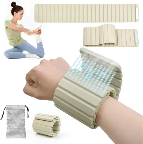 Vista 7 de Pesas de tobillo y muñeca para mujeres y hombres, diseño magnético ultrafino ajustable, silicona agradable a la piel con bloques de acero para yoga
