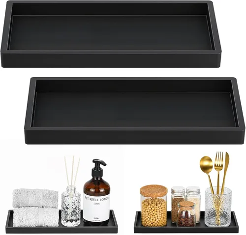 Vista 14 de Luxspire Bandeja de tocador de baño, bandeja de silicona para encimera de cocina de 7.9 x 4 pulgadas para dispensador de jabón, organizador