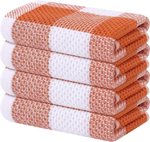 Vista 35 de Homaxy 100% Cotton Check 6 Pack Dish Cloths, 12" x 12", White & Pink Blanco & Rosa