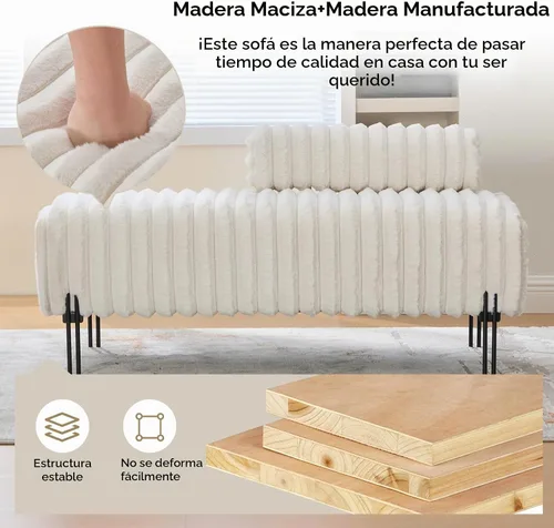 Vista 6 de NIOIIKIT Sofá biplaza moderno de 49.6 pulgadas, sofá tapizado con patas doradas y respaldo ajustable, sofás pequeños de piel sintética para Piel