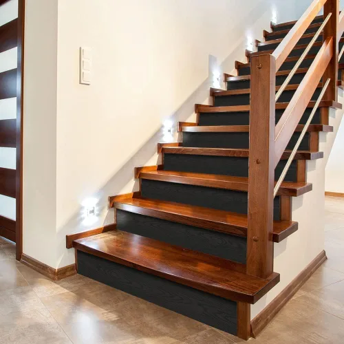 Vista 8 de Funlife - Tiras largas de adhesivos de imitación de madera negra para escalones de escalera, adhesivos de escalera de vinilo autoadhesivos