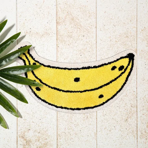 Vista 5 de FROZZUR Alfombra de baño de plátano, tapetes de baño para baño, bonita alfombra de bañera amarilla en forma de fruta, alfombra de baño de Navidad