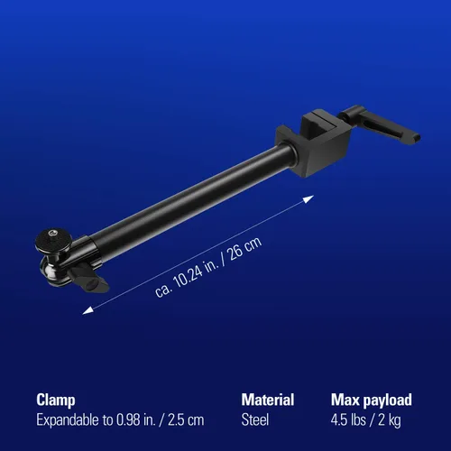 Vista 4 de Elgato Brazo sólido, brazo de sujeción con abrazadera acolchada para un fácil montaje y ajuste de luces, cámaras y micrófonos, para transmisión