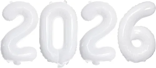 Vista 49 de GOER Globos de papel de aluminio 2026 para fiesta de Año Nuevo, suministros de fiesta, decoraciones de graduación (negro, 16 pulgadas)