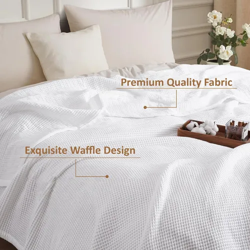 Vista 6 de ARlinen Manta 100% de algodón Tencel, ligera, transpirable, suave para todas las estaciones, para sofá, perfecta para personas que duermen con Blanco