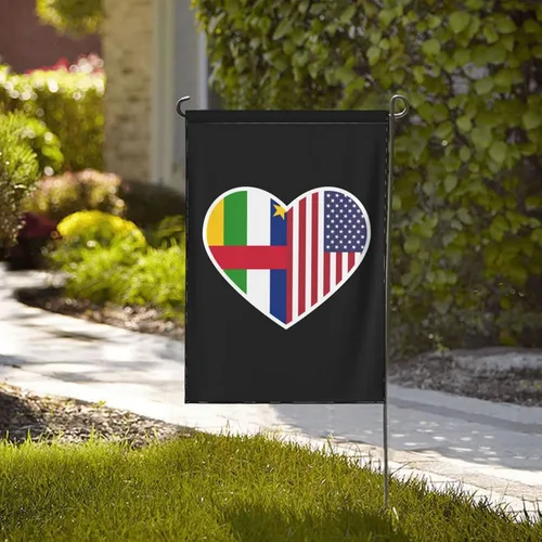 Vista 2 de I Love America And The Central African Republic Garden Flag 12.5"x18" Inch Double Sided Garden Flags Home Lawn Outdoor Decor Flags Party Banner