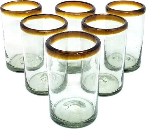 Vista 5 de Amber Rim - Vasos de Martini de 10 onzas (juego de 6), vidrio reciclado, sin plomo, sin toxinas (Martini)