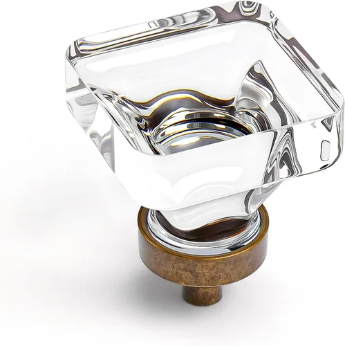 Vista 11 de coolnews - Paquete de 4 manijas de cajón de cristal champagne, manijas de vidrio para gabinete de cocina de 1-3/8 pulgadas cuadradas, manijas