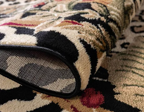 Vista 6 de Unique Loom Wildlife Collection - Alfombra de área inspirada en animales con bordes de guepardo, 3 pies 3 pulgadas x 5 pies 3 pulgadas, marfil/negro