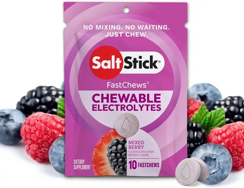 Vista 14 de SaltStick Electrolyte FastChews Green Apple - 12 paquetes resellables/120 unidades Chewable electrolyte tablets that start working in 45 seconds.