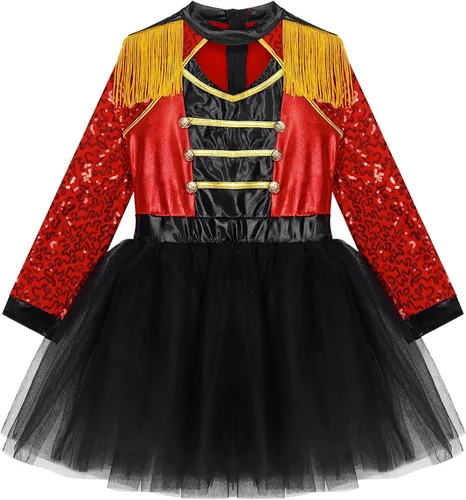 Vista 6 de CHICTRY Disfraz brillante de Halloween para baile de Navidad, disfraz de mago circo, disfraz de carnaval para niños y niñas