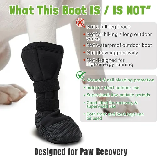 Vista 5 de Snugrance Botas de recuperación para perros, heridas y heridas, protectores de patas para perros, 2 unidades (S) Zapato antideslizante