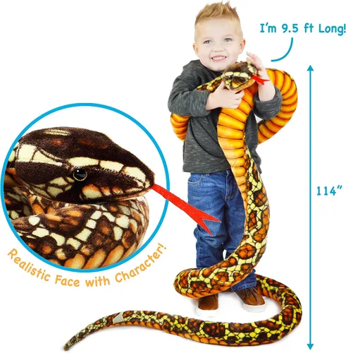 Vista 2 de TigerHart Bernard The Brown Python - Serpiente de peluche de 9 5 pies de largo