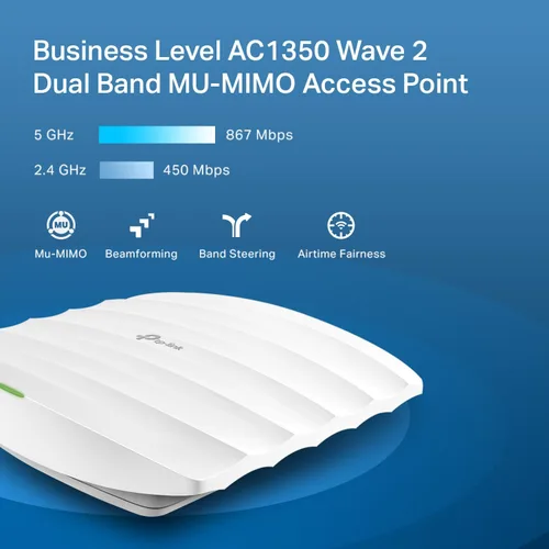 Vista 2 de TP-Link EAP225 Omada AC1350 Gigabit Punto de acceso inalámbrico Solución WiFi empresarial con soporte de malla, roaming sin problemas y MU-MIMO PoE