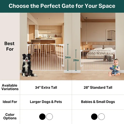 Vista 24 de Cumbor 29.2–43" Puerta de bebé para escaleras, de montaje en pared (se requiere taladrar), puerta para perros expandible sin barra inferior, puerta