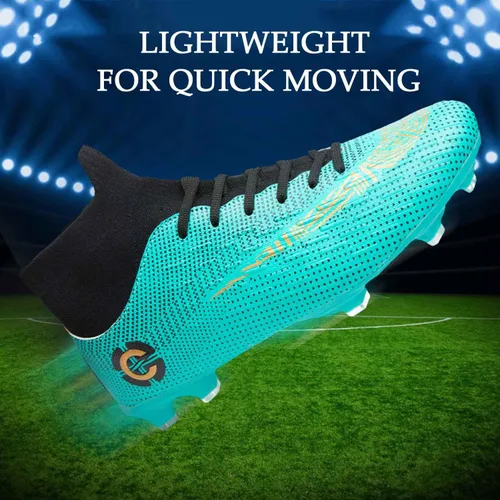 Vista 6 de HESBITEUL Zapatos de fútbol cómodos para hombre, para exteriores, interiores, para niños, para estudiantes de fútbol, zapatos deportivos de alta