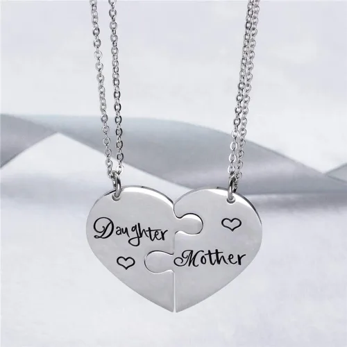 Vista 5 de iJuqi Collar de regalo para madre e hija, 2 collares para mamá de hija, regalos para mamá, regalos para hija, regalos para Navidad, Día de la Madre
