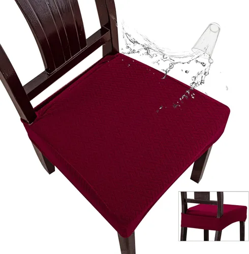 Vista 11 de Genina Fundas de asiento impermeables para sillas de comedor (2 unidades, con abertura trasera, beige)
