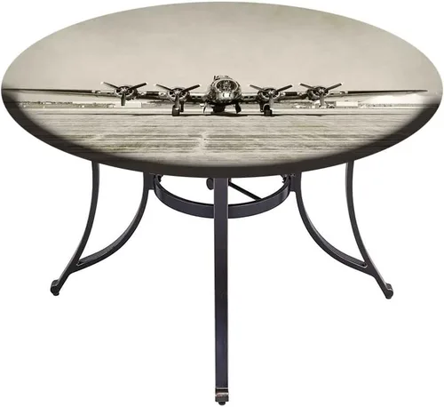 Vista 4 de Mantel redondo pequeño, mantel de poliéster lavable para decoración de avión, para la Segunda Guerra Mundial, bombardero pesado, apto para mesas