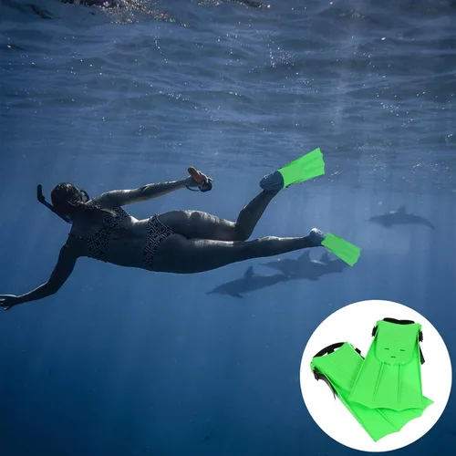 Vista 3 de YARNOW Aletas de natación de goma para adultos, aletas cortas y flexibles para nadar y bucear, diseño ligero antideslizante, equipo de entrenamiento