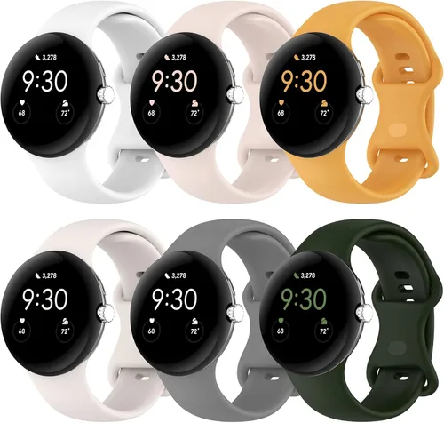 Vista 12 de Correa Compatible con Google Pixel Watch 1/2/3/4 (41mm), Pulsera de Reemplazo de Silicona Suave Deportiva para Google Pixel Watch 41mm Blanco