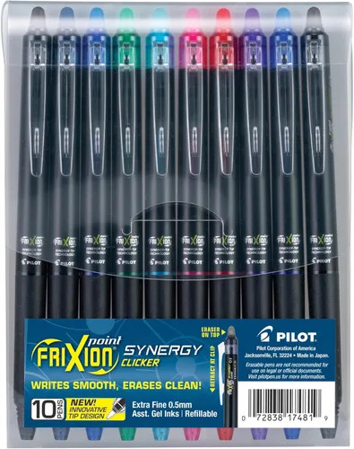Vista 6 de PILOT FriXion Synergy Clicker - Bolígrafos de tinta de gel borrables, recargables, retráctiles, punta extra fina de 0.5 mm, paquete de 5