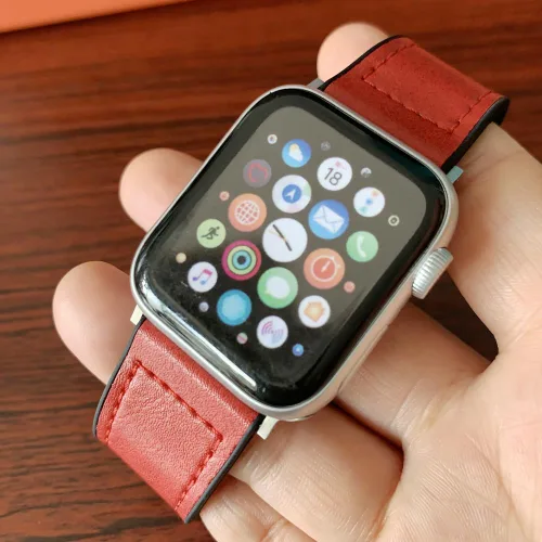 Vista 6 de Compatible con Apple Watch Band de 1.929 in, 1.772 in, 1.732 in, 1.654 in, 1.614 in, 1.575 in, 1.496 in, correa de cuero genuino para iWatch Ultra