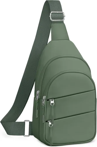 Vista 8 de Tuwubi Bolsos cruzados para mujer, bolsa para hombres, mochila pequeña de senderismo antirrobo, ligera para viajes al aire libre (M, beige)