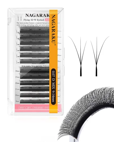 Vista 86 de NAGARAKU Extensiones de pestañas prefabricadas en abanico 3D W 0.05 C 0.315 0.05-C 3D W