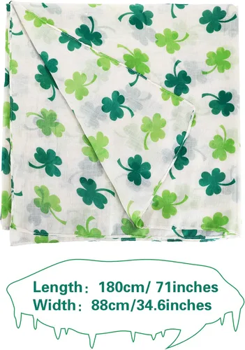 Vista 3 de Skylety St. Patrick's Day - Bufanda larga con estampado de Shamrock Shawl irlandés