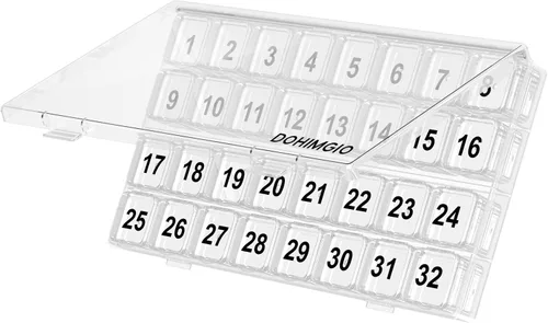Vista 10 de Organizador mensual de píldoras una vez al día, caja organizadora de píldoras de 30 días, fácil de abrir, estuche portátil con compartimentos Negro