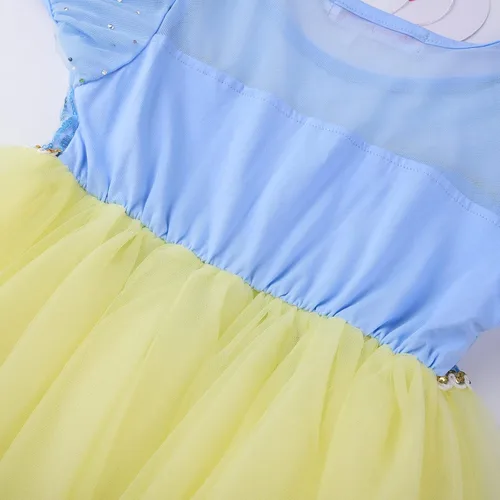 Vista 7 de JerrisApparel Disfraz de princesa para niñas, vestido de fiesta de nieve de cumpleaños, vestido de concurso de mangas abombadas