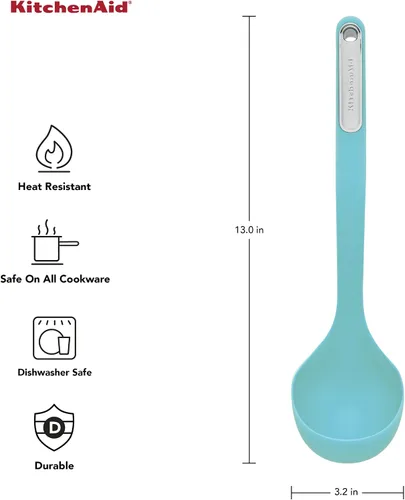Vista 3 de KitchenAid KL006OHAQA Cucharón de silicona, 13 pulgadas, Aqua Sky