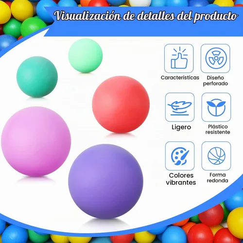 Vista 3 de Chivao 200 pelotas de tenis de mesa, lavables, juego de tenis de mesa, mini bolas de plástico para piscina, carnaval, fiesta